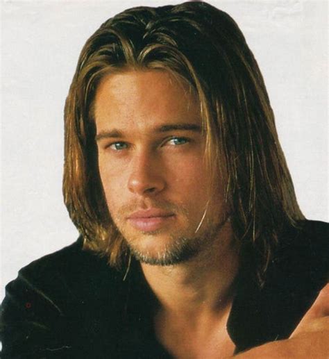 Epitomizing '90s hairstyles with messy spiky hair, the hollywood star's hair added to tyler durden's unique character in the movie. long straight hair of brad pitt (With images) | Brad pitt ...