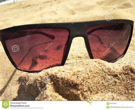 Sunglass On Beach Sand Stock Photo Image Of Sandy Vacation 94134426