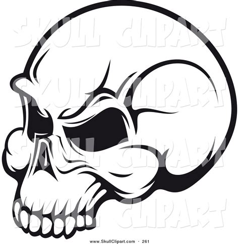 Vector Clip Art Of A Black And White Angry Skull Logo By