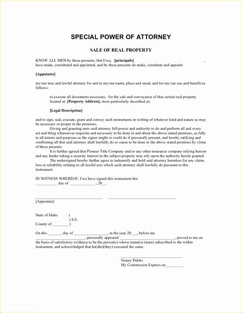 Special Power Of Attorney Template Free Of Best S Of Limited Specific