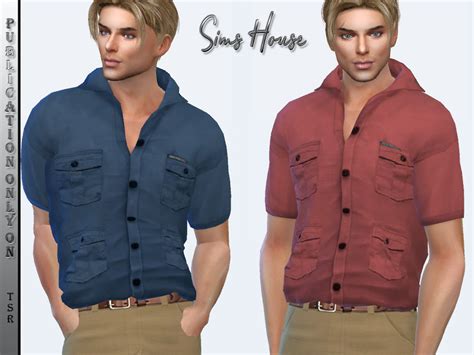 Mens Safari Shirt Tucked By Sims House From Tsr • Sims 4 Downloads