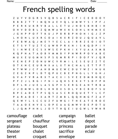 French Spelling Words Word Search Wordmint