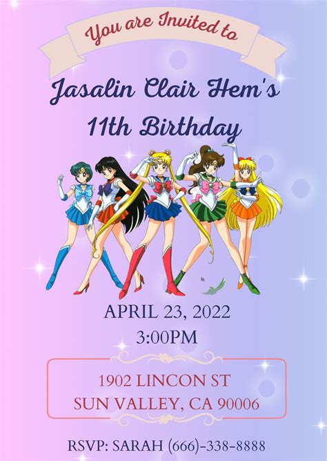 Sailor Moon Invitation Template