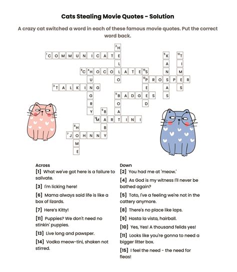 Weekly Cat Word Puzzle – Cats Stealing Movie Quotes - Petsyclopedia News
