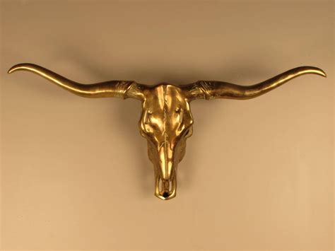 Impressive Cast Brass Sculpture Of Longhorn Steer Skull At Stdibs