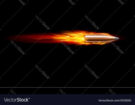 Moving Red Fiery Gun Bullet Shot On Black Vector Image