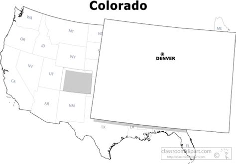 Us State Black White Maps Clipart Photo Image Colorado Outline Us