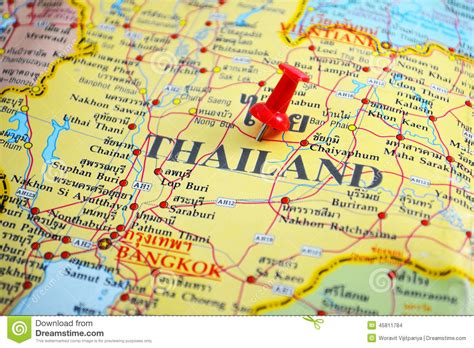 Lonely planet photos and videos. Thailand-Karte Stockfoto - Bild: 45811784