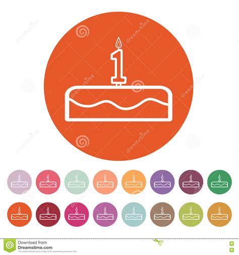 Cake With Candles In The Form Of Number 1 Icon Stock Vector
