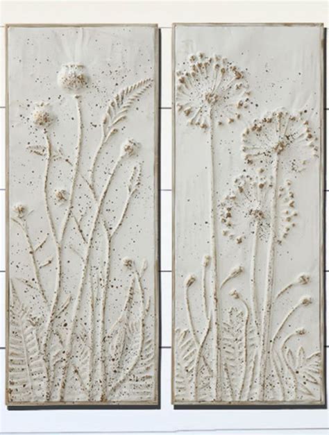 Floral Embossed Metal Panel Set Of 2 Antique Farmhouse