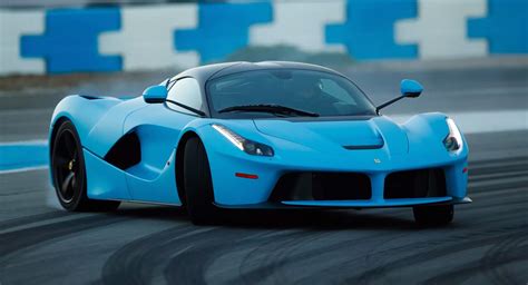 Two Baby Blue Ferrari Laferraris Hit The Racetrack In