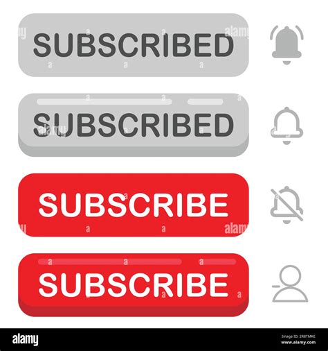 Subscribe Button With Bell Icons Red And Grey Buttons Vector