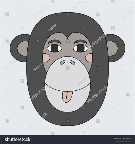 Cartoon Smiling Monkey Head Flat Vector Stock Vector Royalty Free