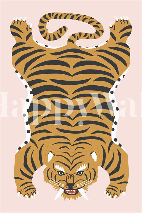 Buy Tiger Rug On Pink Wallpaper Free Shipping At Happywall Co Uk