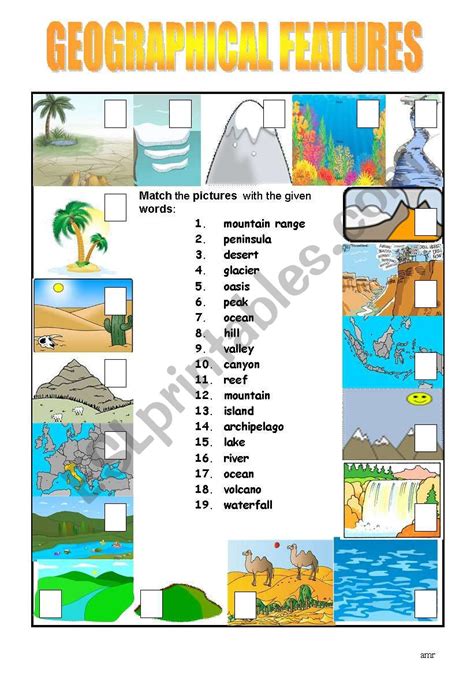 Geographic Terms Worksheet