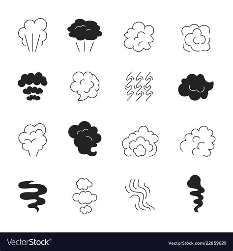 Smoke Line Icon Steam Smell And Smoking Clouds Vector Image