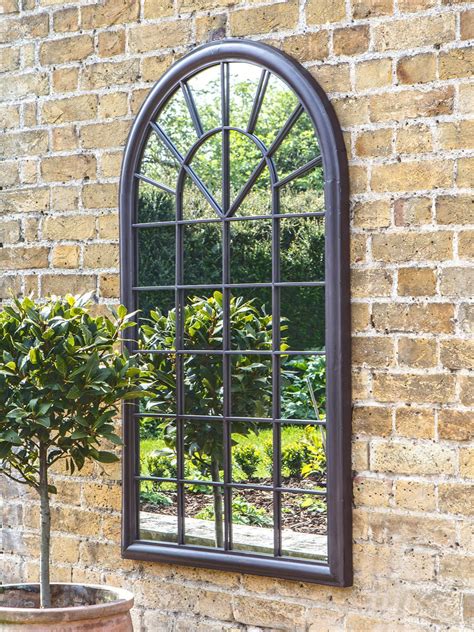 Gallery Direct Fura Outdoor Garden Wall Window Style Arched Mirror 131