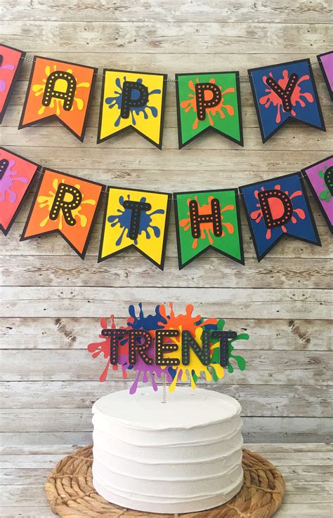 Slime Party Decorations Paint Party Birthday Banner 80s Theme Party