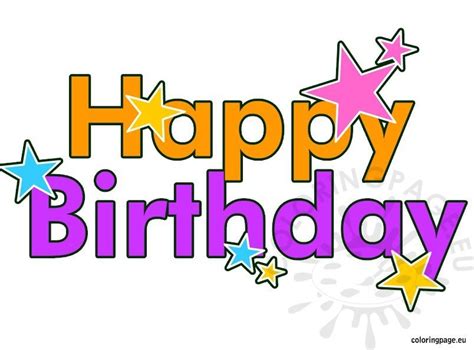 Happy Birthday With Stars Coloring Page