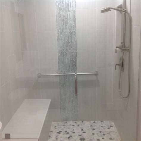 Our Beautiful Master Bath Walk In Shower With Waterfall Effect And