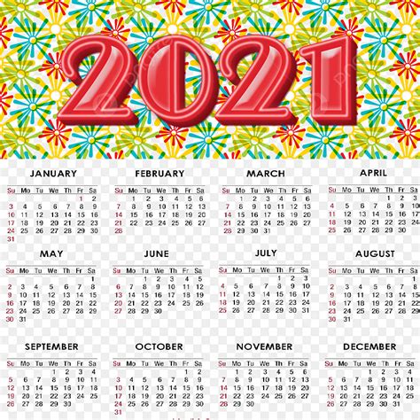 Calendario 2021 Png 12 Meses 2021 Calendario Png Y Vector Para