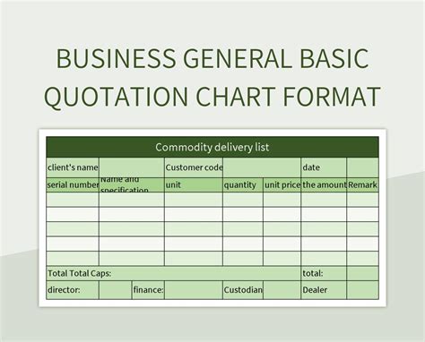 Business General Basic Quotation Chart Format Excel Template And Google Sheets File For Free