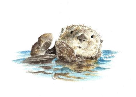 Playful Watercolor Print Of Ocean Wildlife This Little Sea Otter