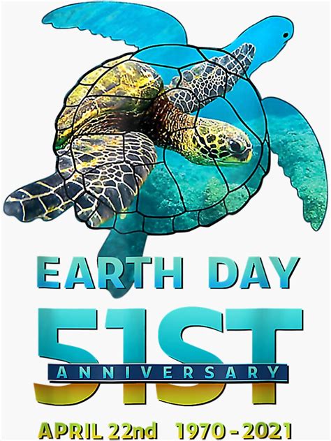 Earth Day 51st Anniversary 2021 Turtle Environmental Sticker By