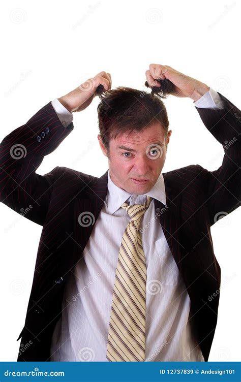 Businees Man Pulling Out Hair Stock Image Image Of Hair Isolated