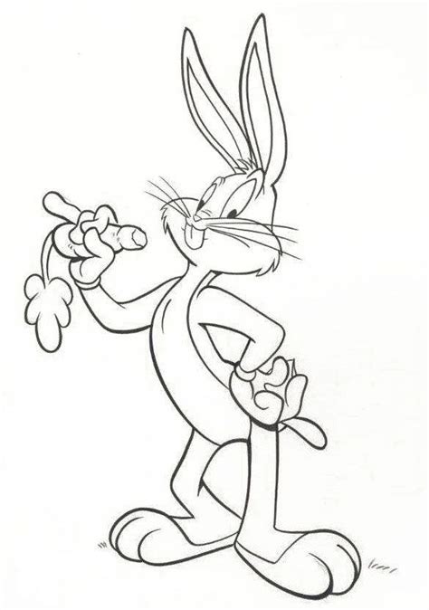 Bugs Bunny Eating A Carrot Coloring Page Tunes Cartoon Coloring Home