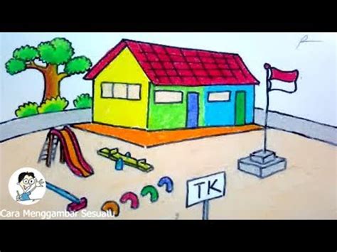 Gambar sketsa anak sekolah sd gambar sketsa sekolahan Mewarnai Gambar Gedung Sekolah Tk