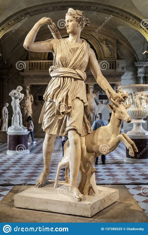 Paris France March 28 2017 Statue Of Artemis In Louvre Paris Black