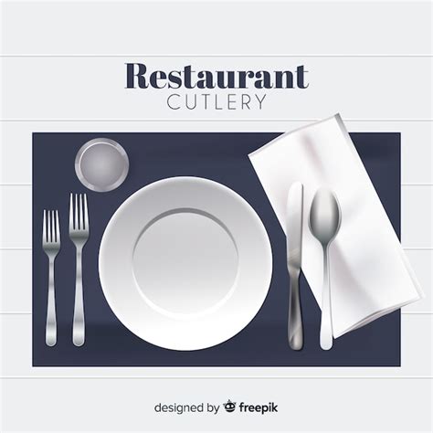 Free Vector Top View Of Restaurant Cutlery With Realistic Design