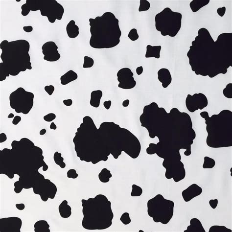 Printed Poly Cotton Fabric Material Black And White Cow Print 115cm 45