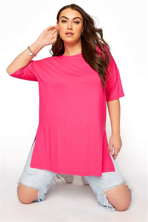 Hot Pink Oversized T Shirt Yours Clothing