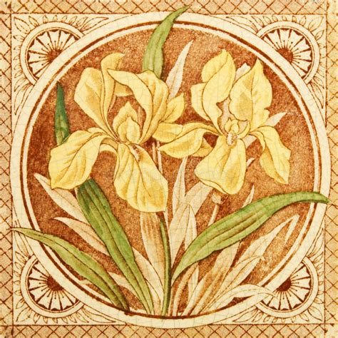 Arts And Crafts Antique Tile Stock Photo Image Of Printed Floral 5404482