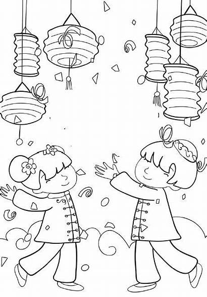Chinese Coloring Pages Crafts Festival Drawing Children