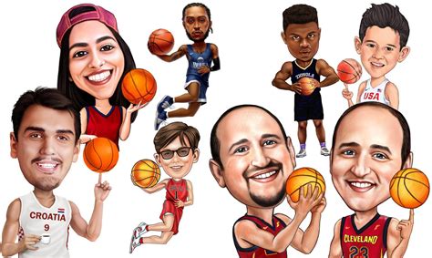 Basketball Caricatures From Photos Custom T For Basketball Fan