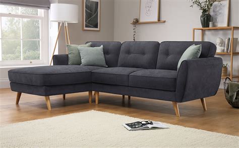 It provides differentiated user convenience through the finest materials and specialized accessories. Harlow Slate Grey Plush Fabric L Shape Corner Sofa - LHF | Furniture Choice