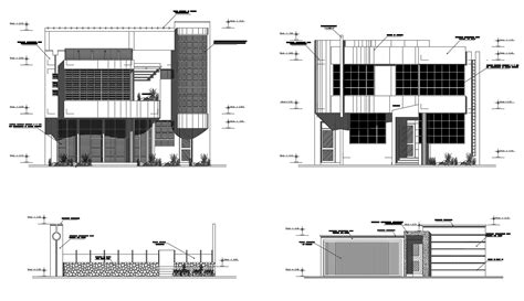 Elevation Drawing Of Storey House In Autocad Cadbull Images And