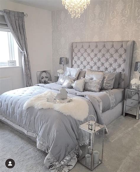 Pin By Andrea R On The Private In 2020 Grey Bedroom Design Silver
