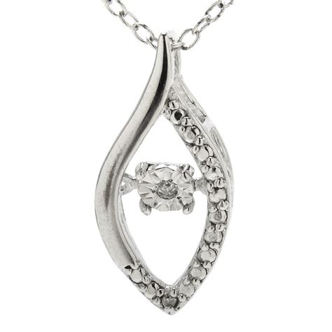 Sterling Silver Floating Diamond Pendant Necklace Ebth