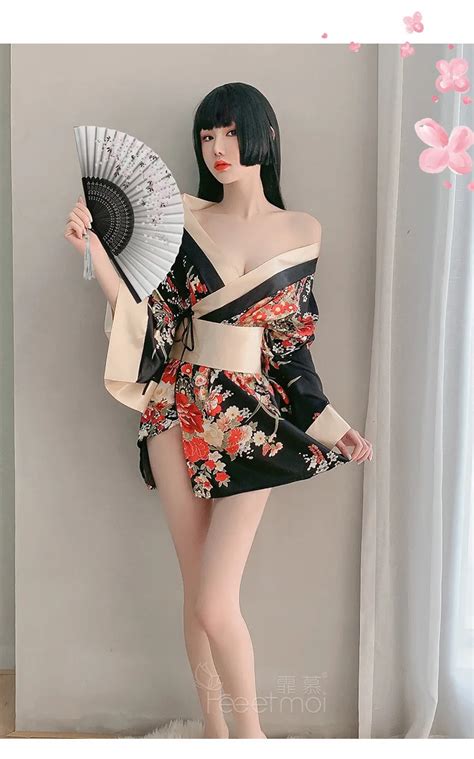 Japanese Kimono Dress For Women Cardigan Sexy Floral Print Yukata Asian Obi Sleepwear