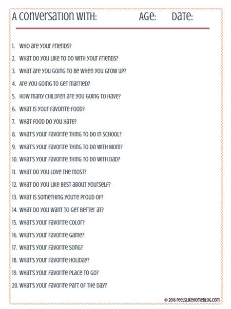 20 Questions To Ask Your Kids Free Printable