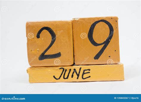 June 29th Day 29 Of Month Handmade Wood Calendar Isolated On White