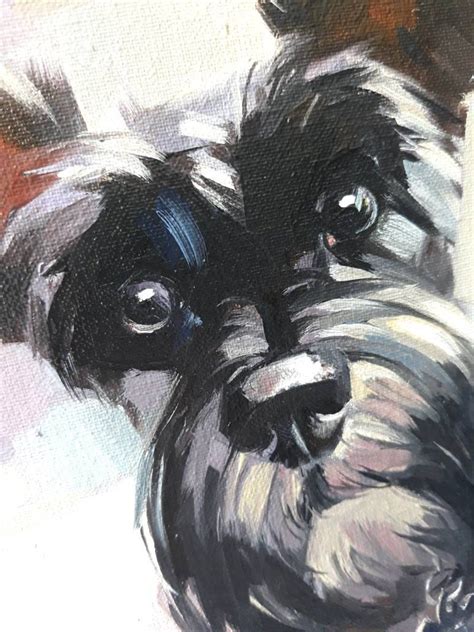 Custom Pet Portrait Black Dog Painting Original Art Etsy Animal
