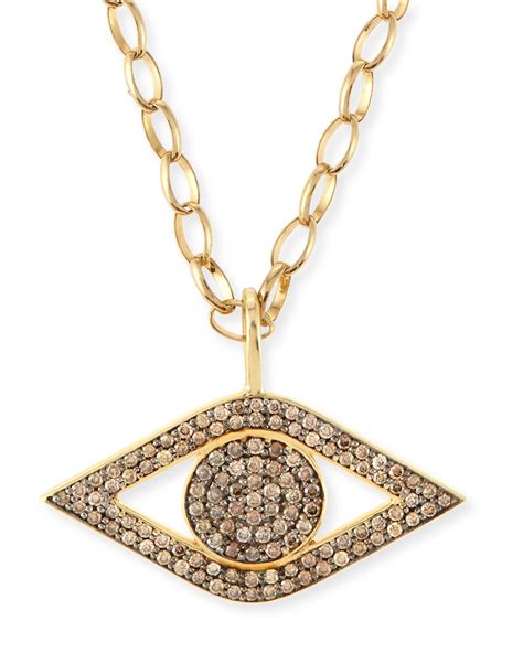 Sydney Evan Large Pave Diamond Evil Eye Pendant Necklace