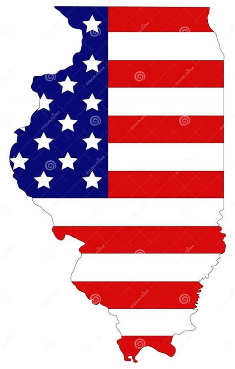 Illinois Map With Usa Flag State In The Midwestern Region Of The