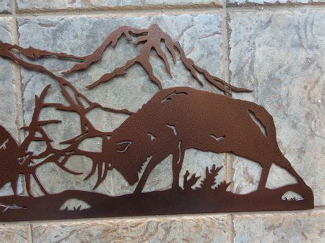 New Fighting Elk Sign Plasma Cut Metal Wall Art 28 W X Etsy