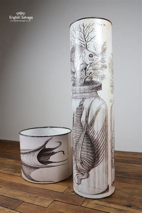 Candlestick lamp vintage red/gold fabric jewelled fringed shade. Vintage Black & White Sea Creature Lamp Shade